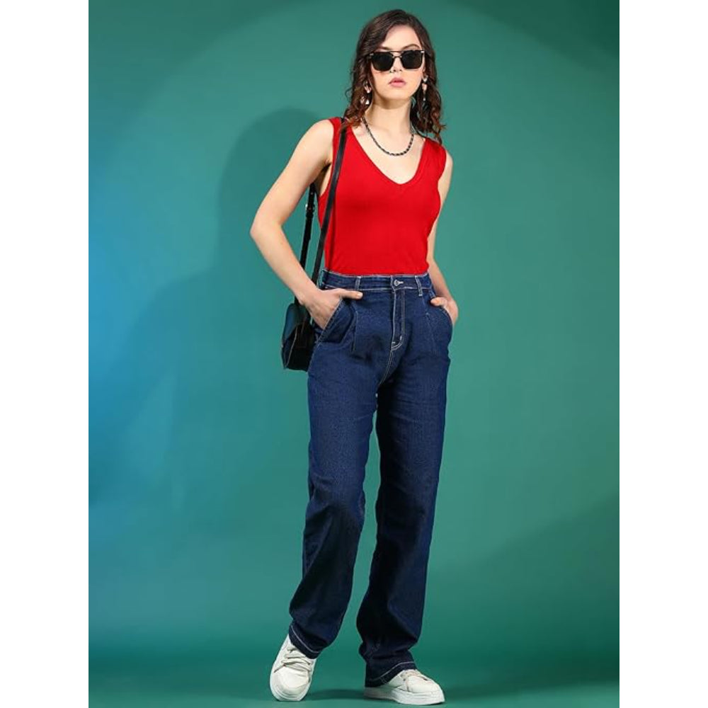 Women High Waisted Blue Jeans