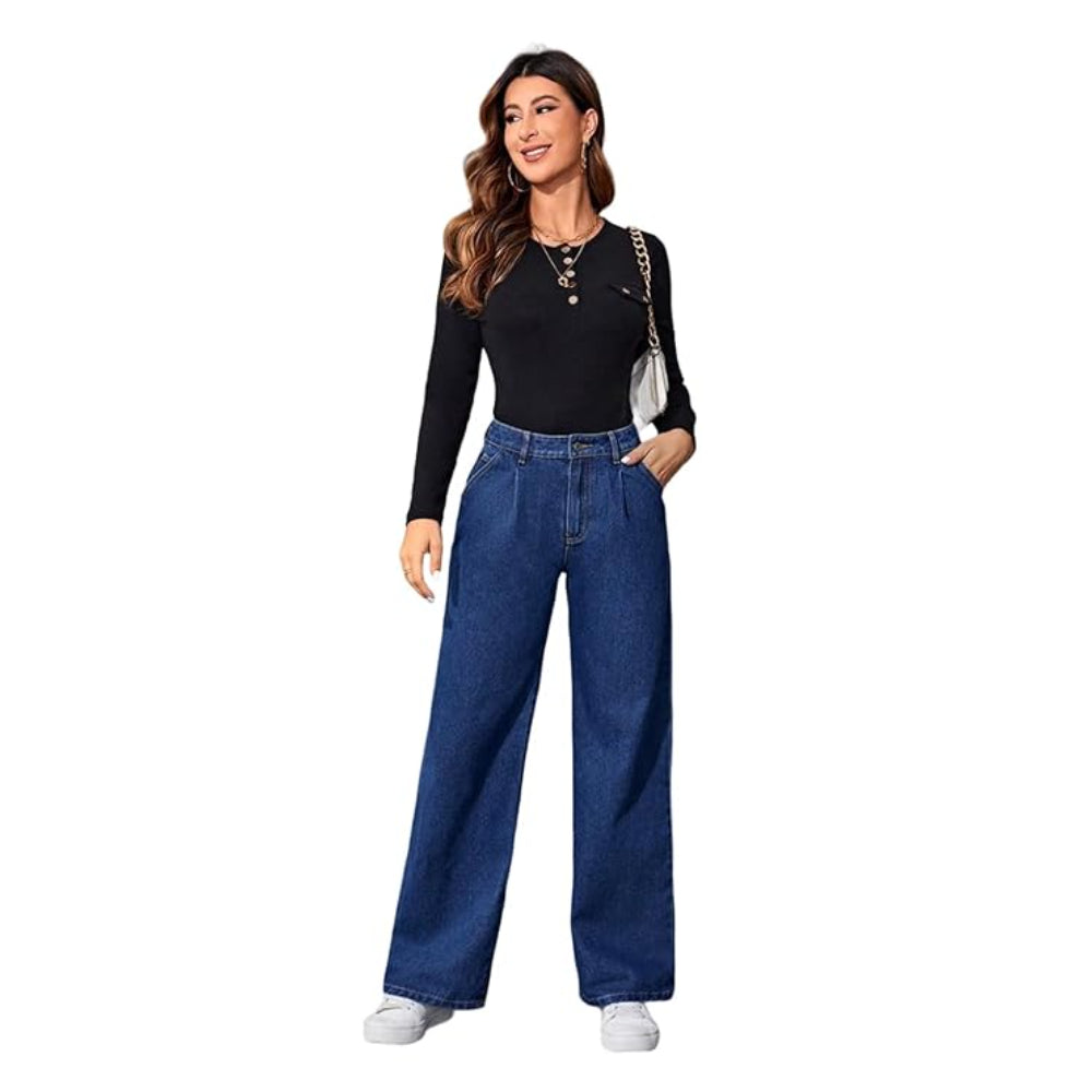 Women High Waisted Mid Blue Jeans