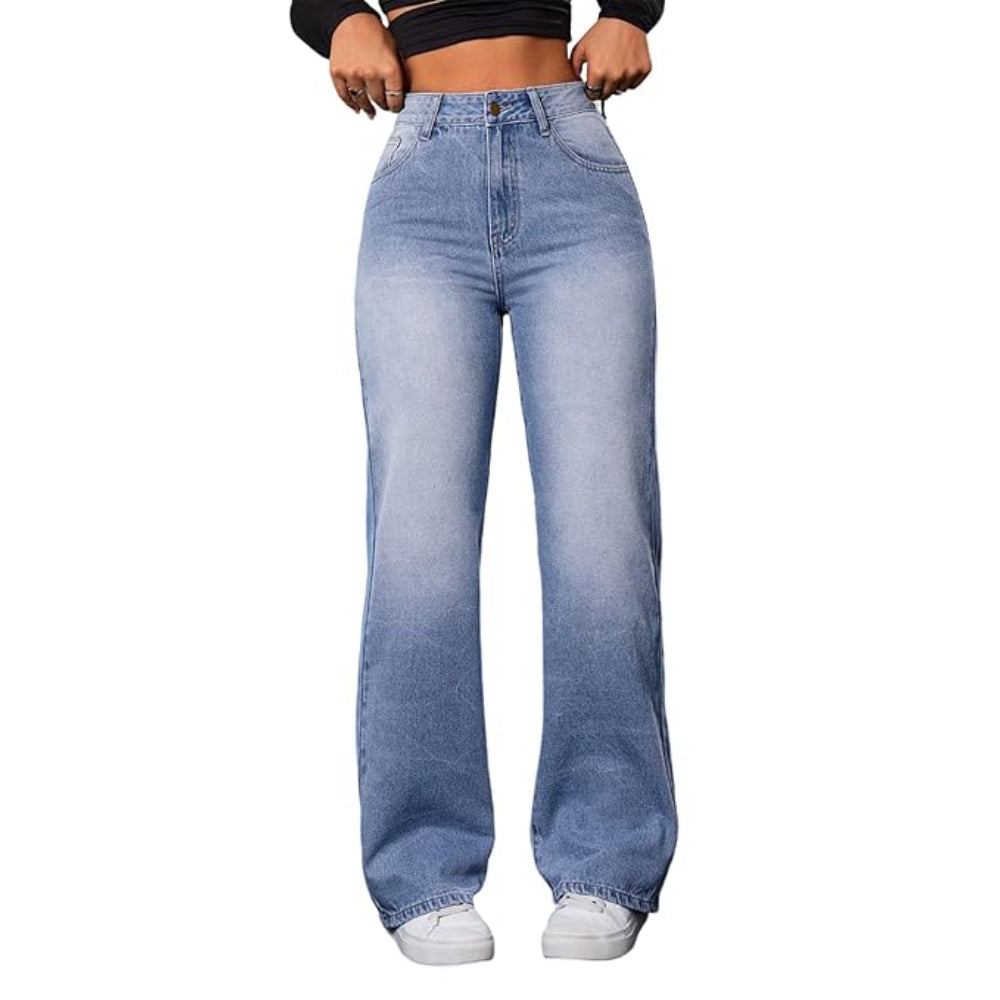 Women High Waisted Aqua Blue Jeans