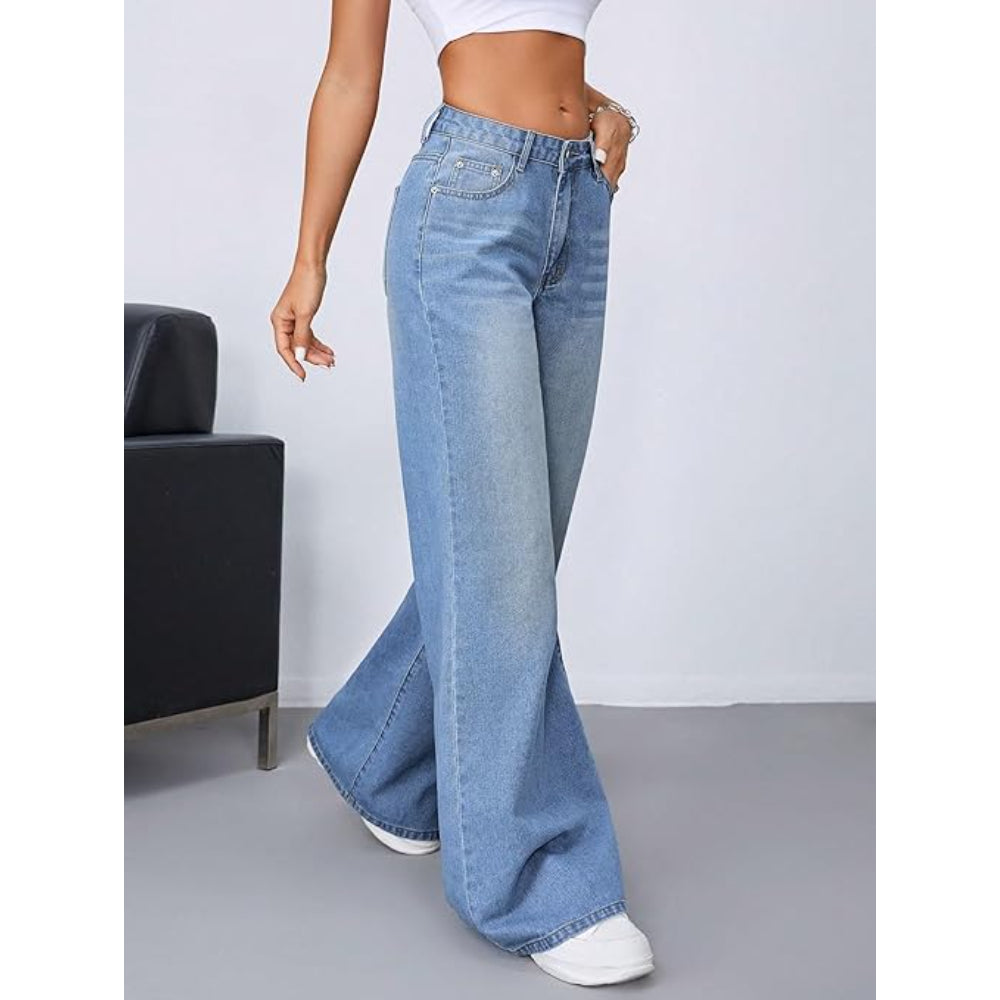 Women High Waisted Sky Blue Jeans
