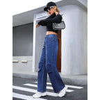 Women High Waisted Dark Blue Jeans