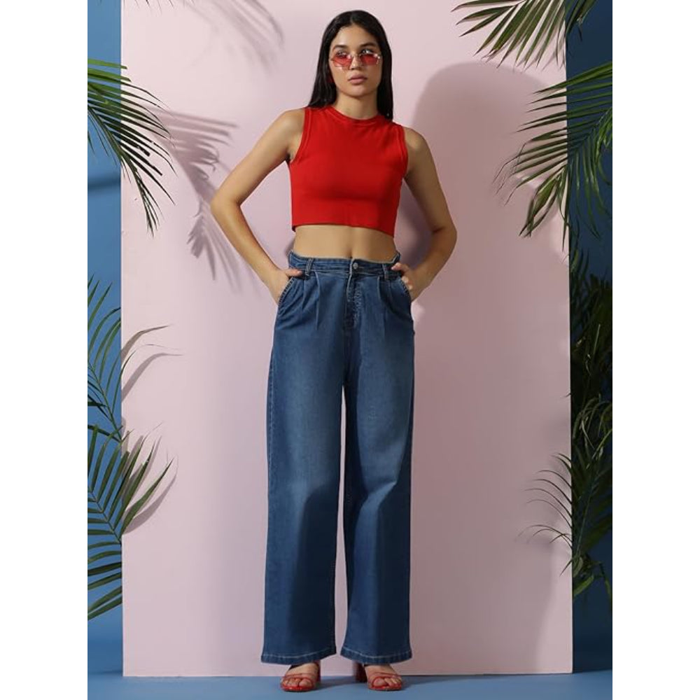 Women High Waisted Midnight Blue Jeans