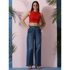 Women High Waisted Midnight Blue Jeans