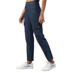 Women Stretchable Cargo Dxblue Joggers