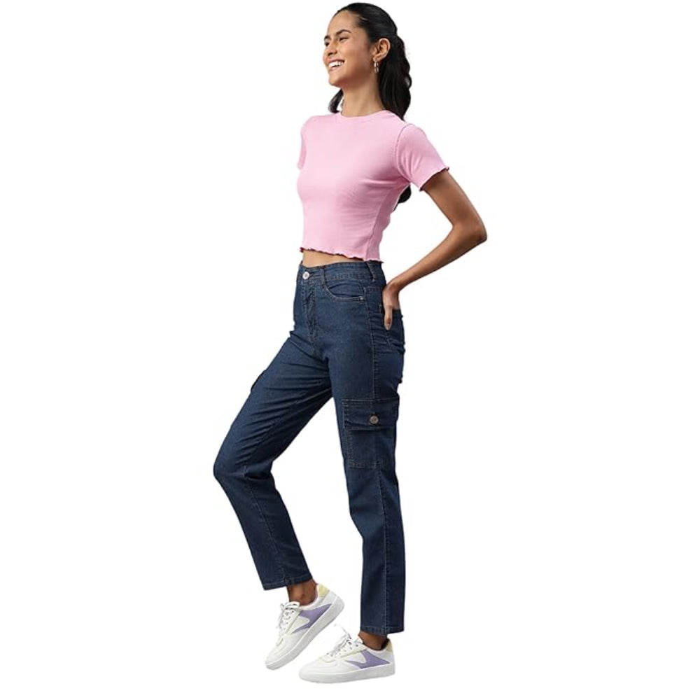 Women Stretchable Cargo Dxblue Joggers