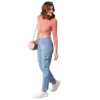 Women Stretchable Cargo Icyblue Joggers