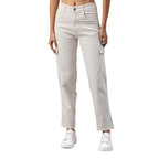 Women Stretchable Cargo Beige Joggers