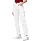 Women Stretchable Cargo White Joggers