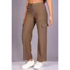 Women Cargo Baggy Brown Jeans