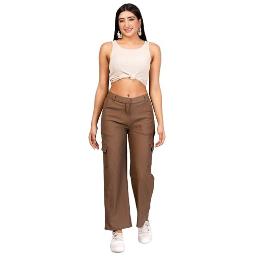 Women Cargo Baggy Brown Jeans