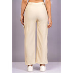 Women Cargo Baggy Cream Jeans