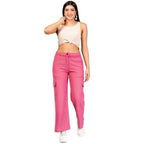 Women Cargo Baggy Pink Jeans