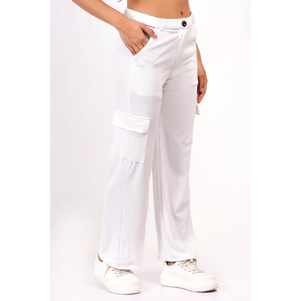 Women Cargo Baggy White Jeans