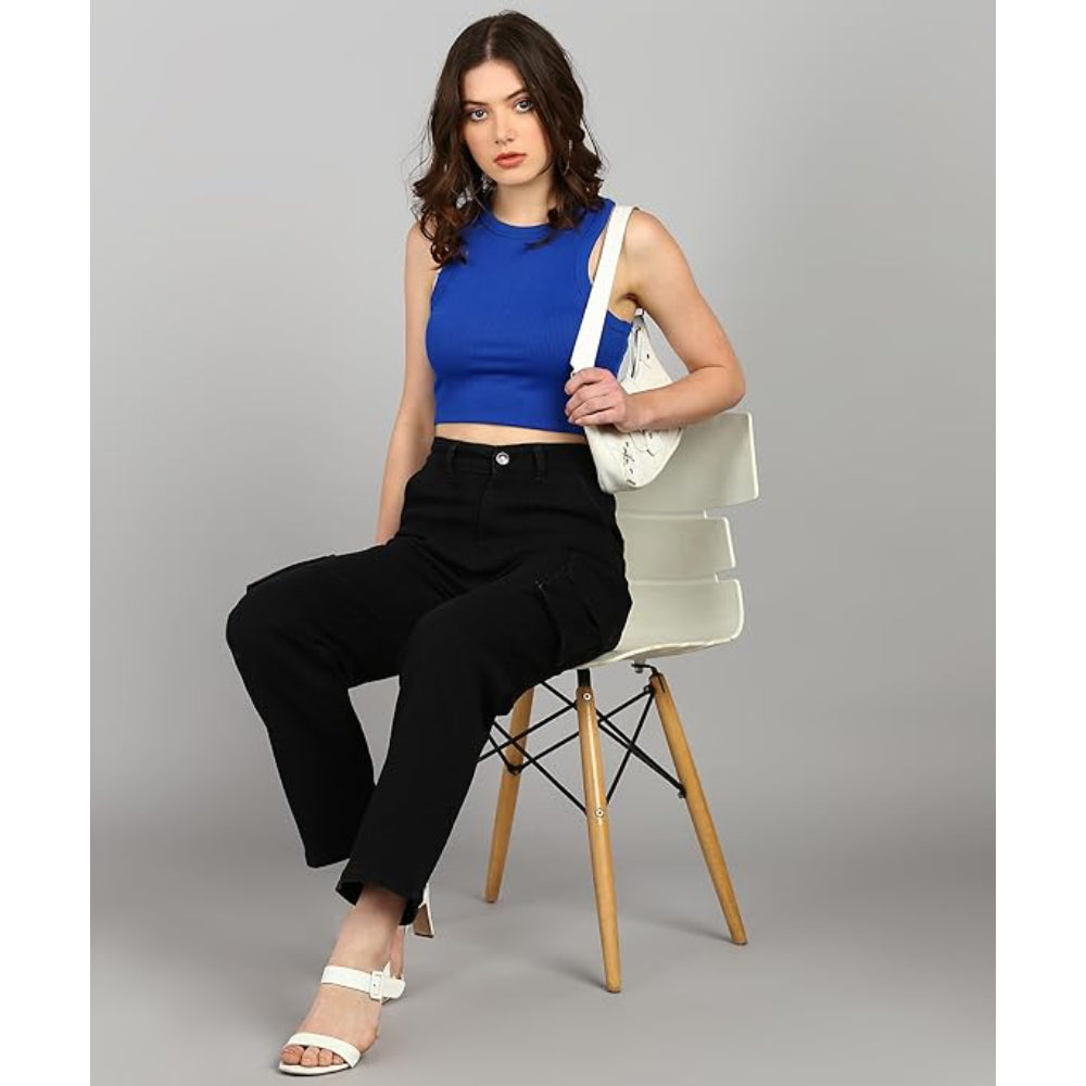 Women Cargo Black Jeans