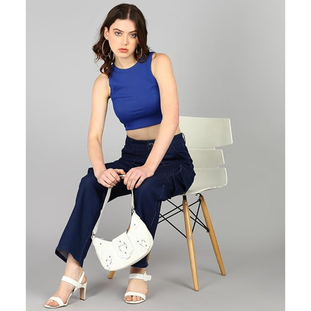 Women Cargo Dark Blue Jeans