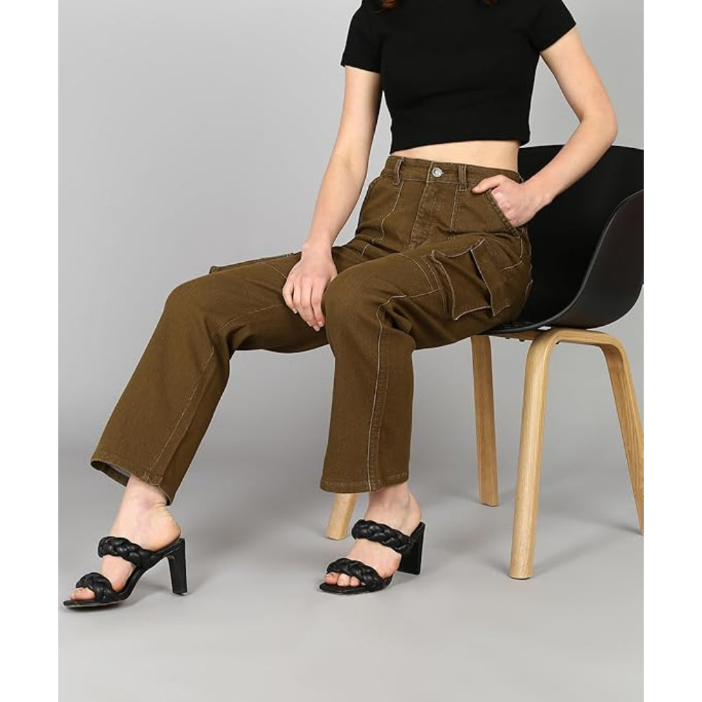 Women Cargo Dark Brown Jeans