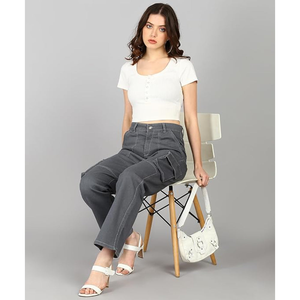 Women Cargo Light Grey Jeans