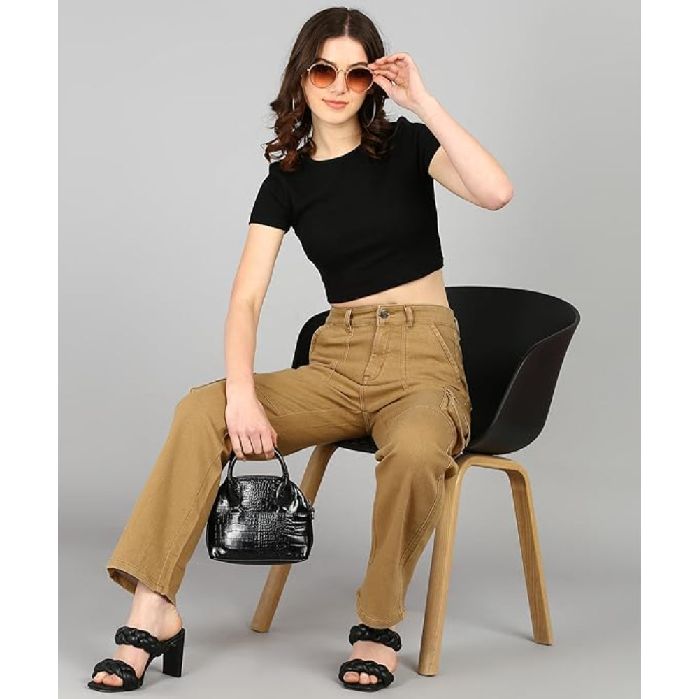 Women Cargo Light Brown Jeans