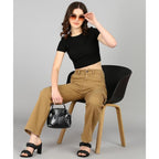 Women Cargo Light Brown Jeans