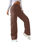 Women Solid Cargo Brown Pants
