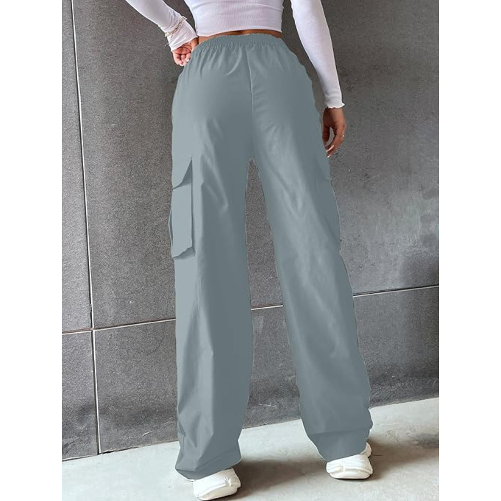 Women Solid Cargo Caded Grey Pants