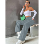 Women Solid Cargo Caded Grey Pants