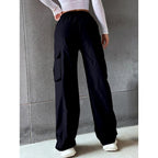 Women Solid Cargo Dark Blue Pants