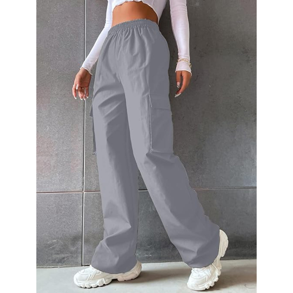 Women Solid Cargo Grey Pants