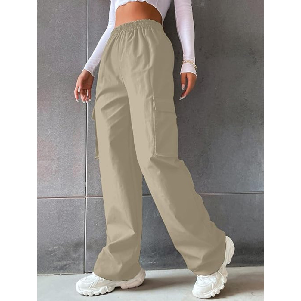 Women Solid Cargo Khaki Pants