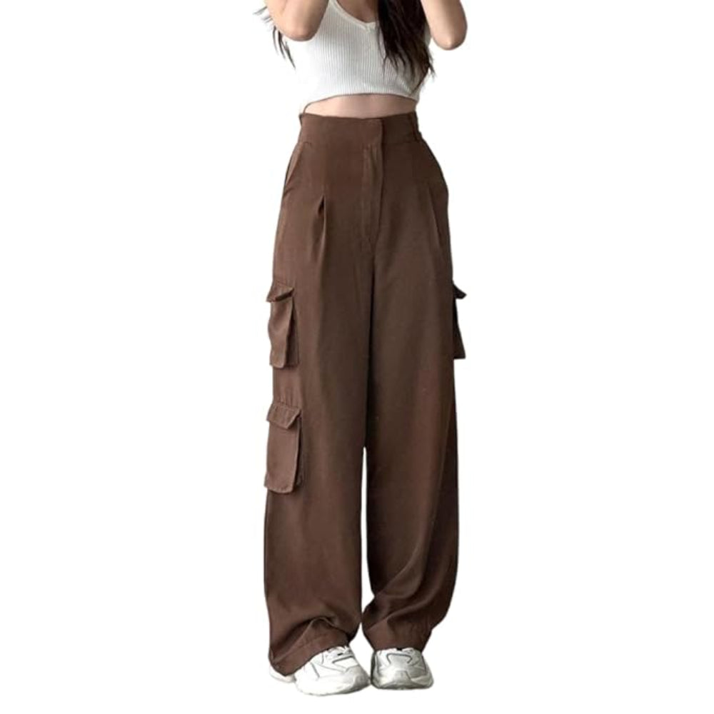 Women Korean Cargo Coffee Brown Pants