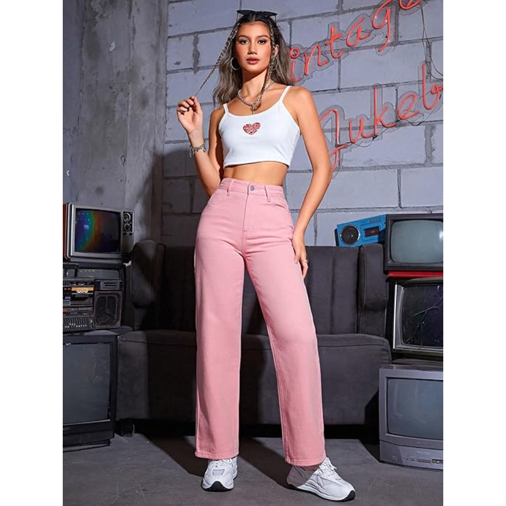 Womens Denim Pink Jeans