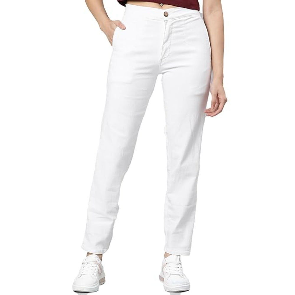 Womens High Rise White Jeans