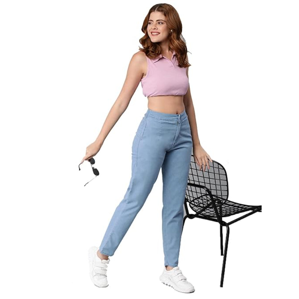 Womens High Rise Ice Blue Jeans