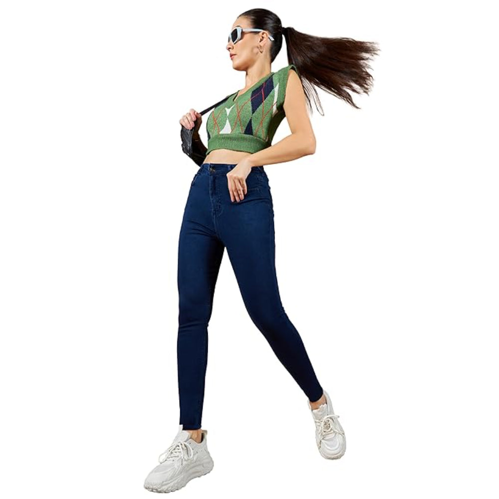 Women Skinny Fit Space Blue Jeans