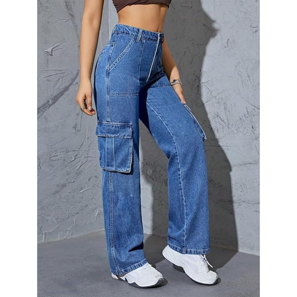 Women's Cargo Steel Blue Jeans