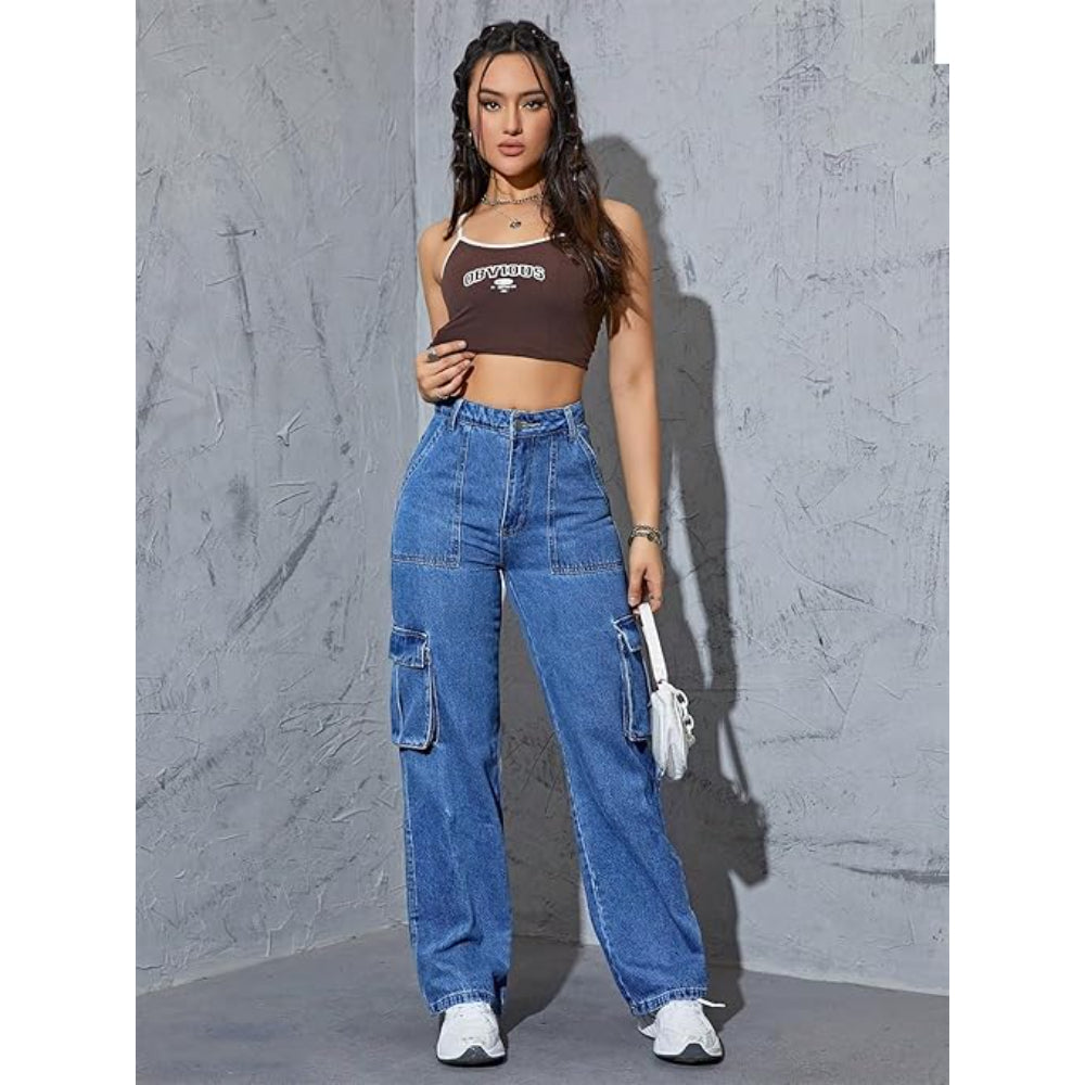 Women's Cargo Steel Blue Jeans