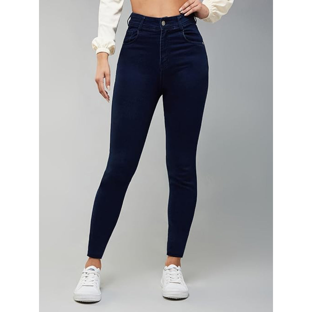 Women Skinny Fit High Navy Blue Jeans