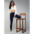 Women Skinny Fit High Navy Blue Jeans