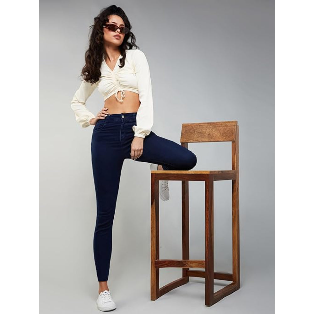 Women Skinny Fit High Navy Blue Jeans