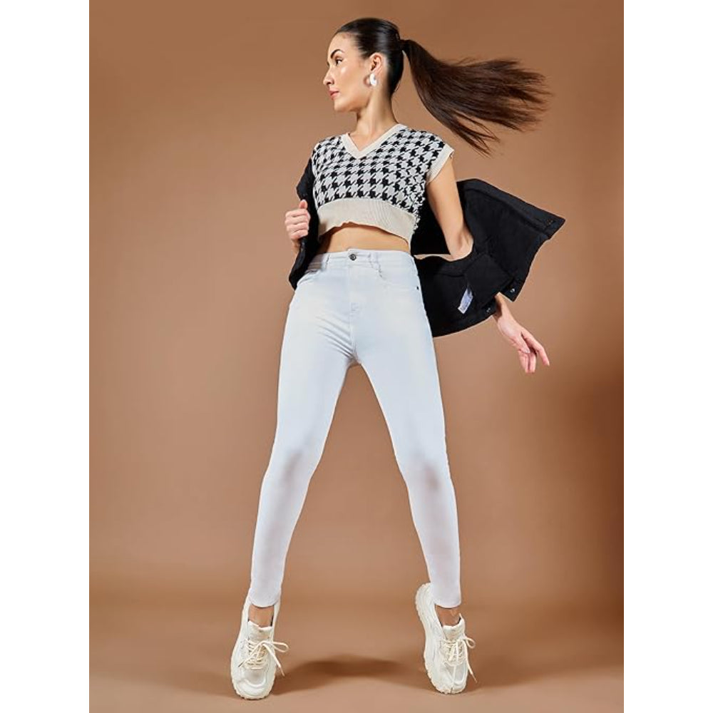 Women Skinny Fit High White Jeans