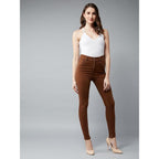 Women Skinny Fit High Brown Jeans