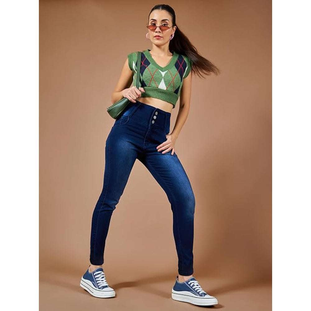 Women Skinny Fit High Cobalt Blue Jeans