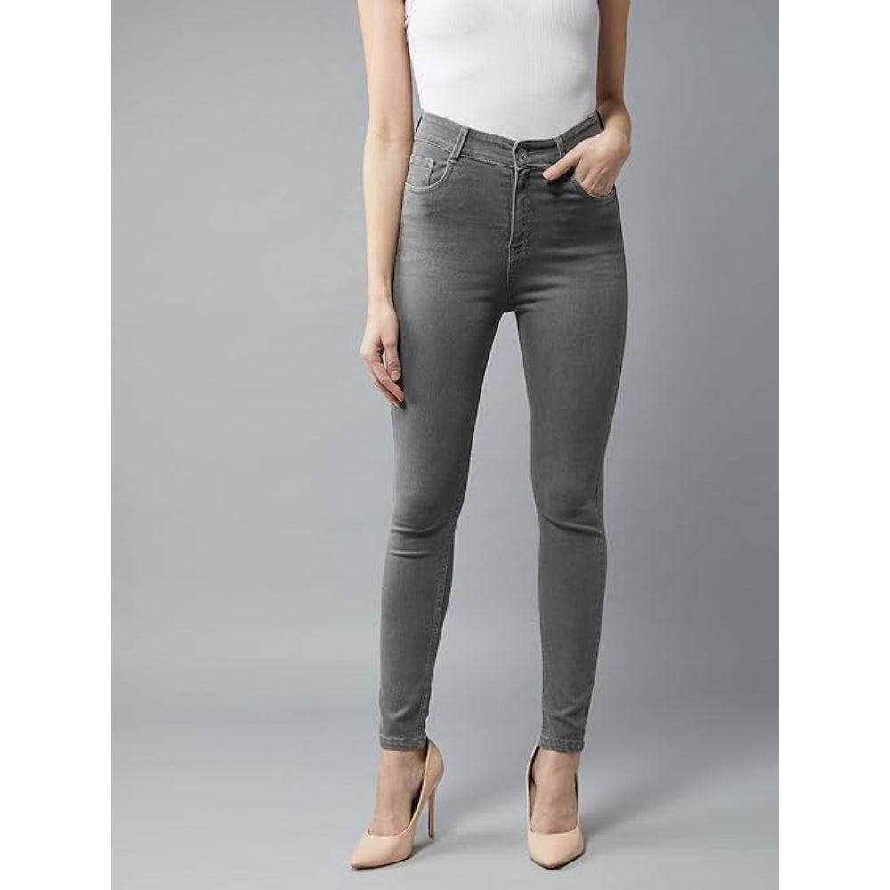 Women Skinny Fit High Grey Jeans