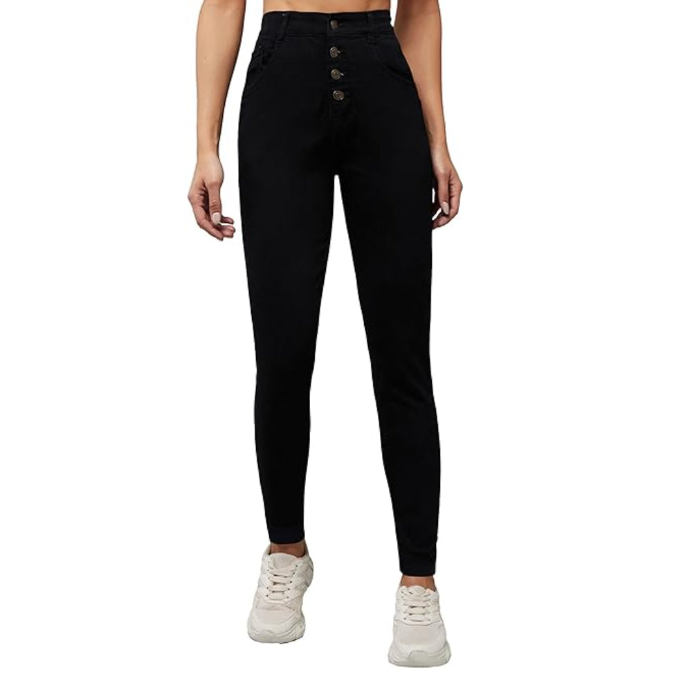 Women Skinny Fit High Ink Black Jeans