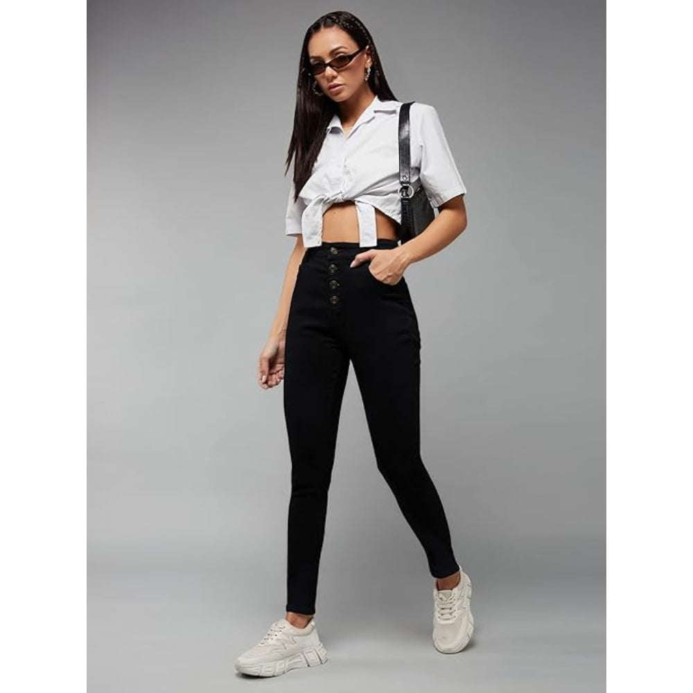 Women Skinny Fit High Ink Black Jeans
