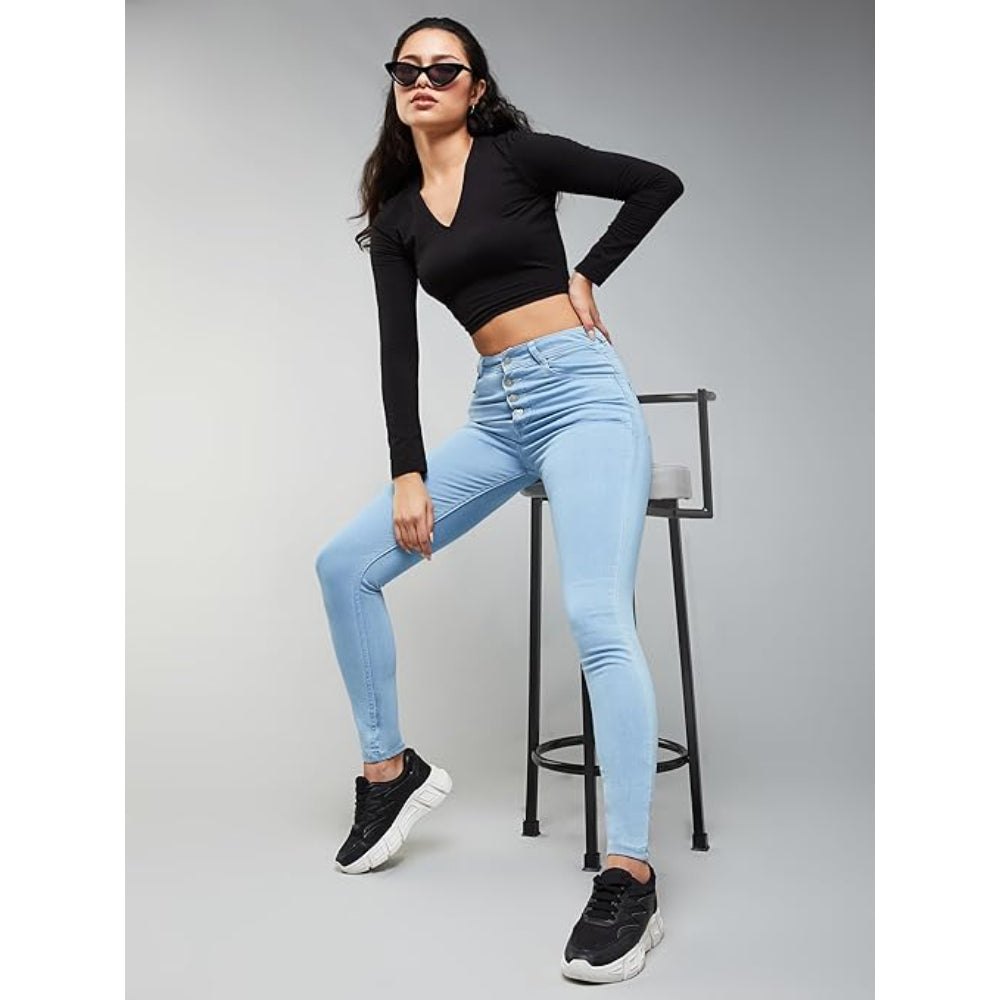 Women Skinny Fit High Light Blue Jeans