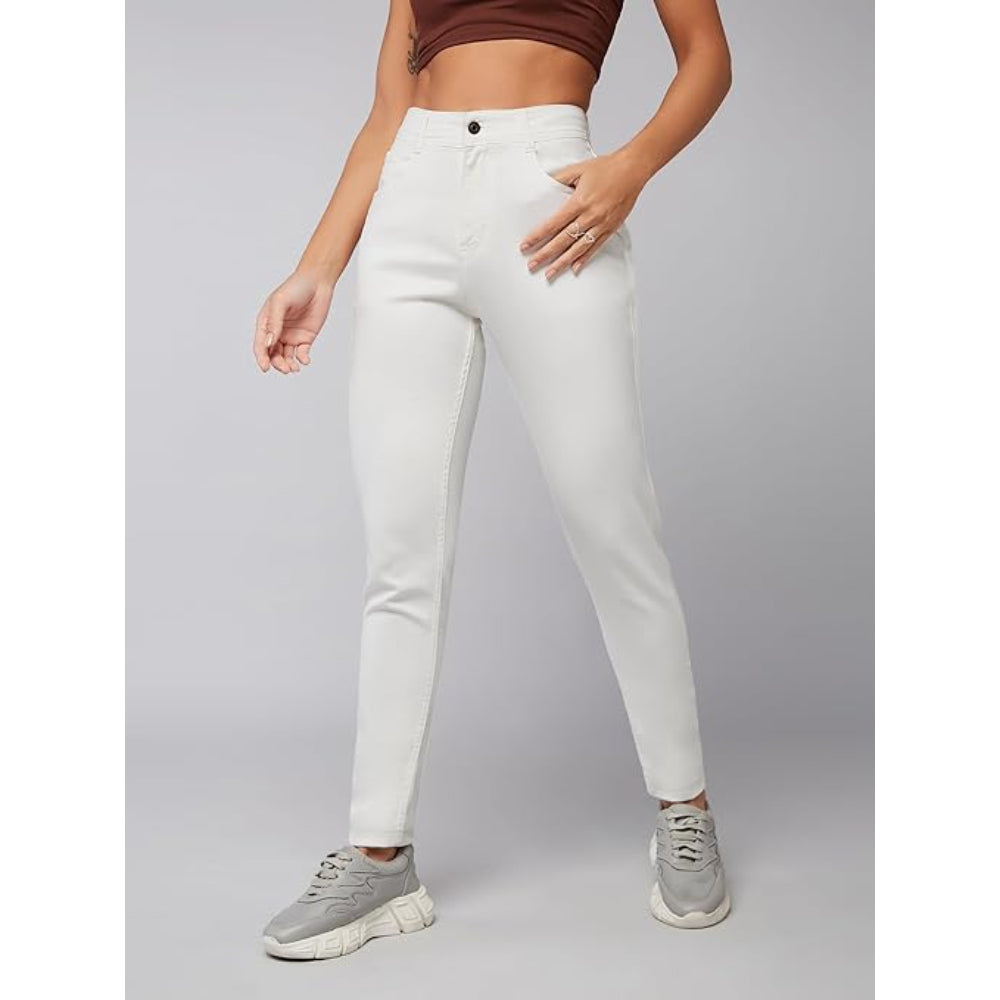Women Skinny Fit High Mist White Jeans
