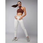 Women Skinny Fit High Mist White Jeans