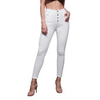 Women Skinny Fit High Porcelain White Jeans