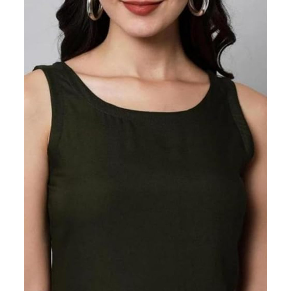 Black Women Sleeveless Straight Kurti